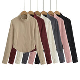 Velvet Collar Slim Round Zip-Up