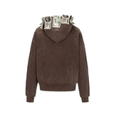 13DE MARZO Bear Cash Zipper Hoodie Brown