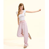 [GirlyFancyClub] Laisel knitted flutter sleeve top white slim fit sexy backless sweet and spicy T-shirt