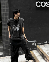 ピグメントフライウォッシュドチャコール半袖Tシャツ