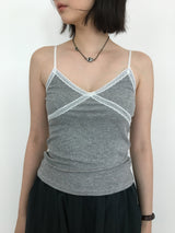 V-cut lace sleeveless (4color)