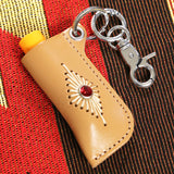 stud & wax thread lighter case keyring beige