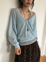 Otsuri Loose-Fit Summer Deep V-Neck Knit