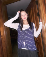 (3color) Dot Shirring Asymmetrical Vest