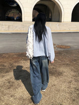 アンナ ストライプ レース フリル レイヤード ブラウス