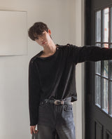 Rubber Velour Double Henley Neck Knit