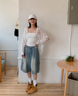 カーゴバミューダデニムパンツ　ストラップセット