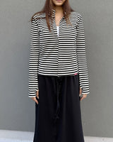 ストライプ ハーフ ジップアップ (BLACK) ウィメンズ