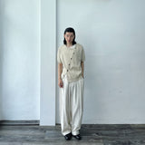 Offset Button Cropped Knitwear
