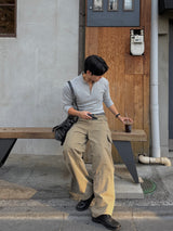 Vice shoulder half-zip muscular sleeve T-shirt