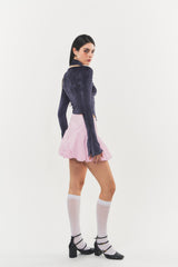 Balloon-fit Cotton Mini Skirt Barbie pink