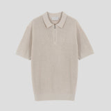 LMN レイニーシルケットハッチセミジップアップ半袖ニット (8 colors)