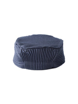 6CRAYON デニムブルー プリーツフラットトップ ストレッチベースボールキャップ