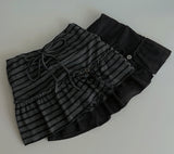 Ribbon string slit button stripe skirt