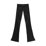 "CZ SPIKE STUDDED SKINNY BLACK JEANS "