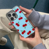 [MADE] silver cherry epoxy bumper case - blue