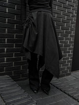 suede shirring draped skirt