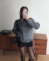 Faye Belted High Neck Double Jacket