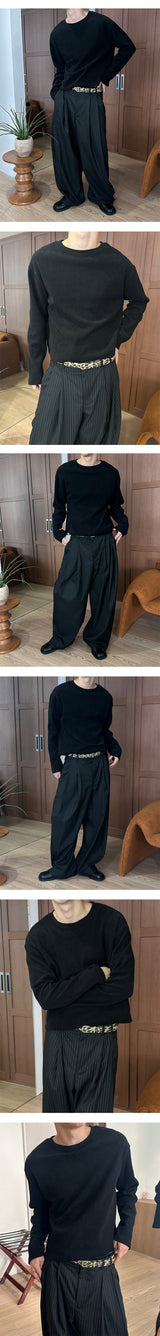 Crop waffle long sleeves(3color)