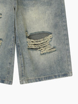 Distressed Bermuda Denim Pants