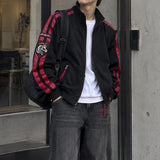 54611 Red Line Patch Suede Zip-up