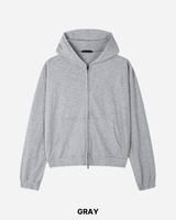 Roving Slub Cropped Hooded Zip-up