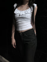 frill basic off-shoulder top (2color)
