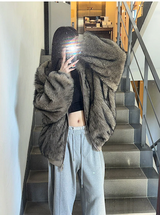 [Unisex] ファー2ウェイフードジップアップ(4color)