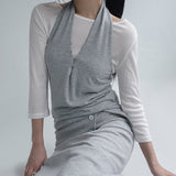 [Auditon] Button Halter Neck Sleeveless Top - 3 color