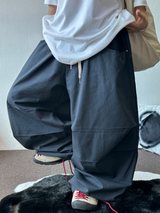 STAR RIVET⭐️🌌✨ STUD POINT BALLOON PARACHUTE OVER LONG LOOSE PANTS 🩵🩶 - 2 COLORS