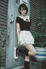SAILOR RIBBON TOP BLACK
