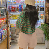 プッキストライプクロップTシャツ