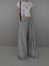 Rail Pintuck Printed Short Sleeve T-shirt