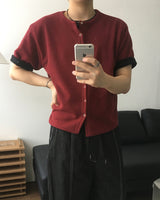 プラックニット半袖カーディガン