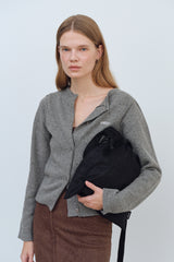 SUEDE STRING SHOULDER BAG - BLACK