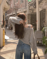 Punching knit & sleeveless set