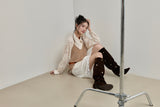 Halter-Tie Suede Apron_Camel