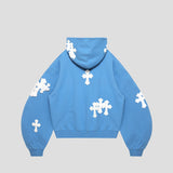 WHITE CROSS ZIP HOODIE