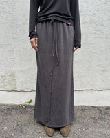 RAW EDGE LONG SKIRT (BLACK) WOMENS
