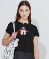 バレットシューズリボンTシャツ_ブラック