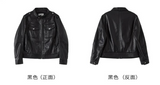 A versatile stand-collar, regular-shoulder leather jacket