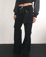 Stud belt boots cut pants
