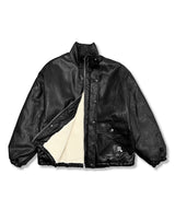 Vegan Leather Boa Padded Jacket_Black