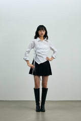 イブ ストライプ ラップシャツ / ホワイト