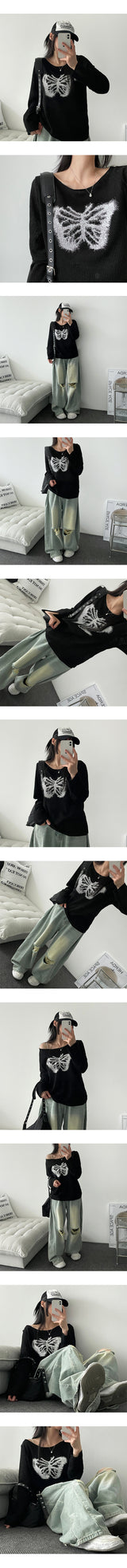 Hjoo Butterfly Summer Long Sleeve Knitwear