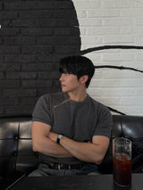 Lead waffle zipper short sleeve tee