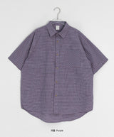 [unisex] ナユヒパープル半袖チェックシャツ