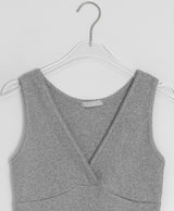 Ichi Deep V-Neck Lace Ribbed Wrap Sleeveless