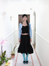 Shirring cancan midi skirt (2color)