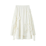 Mid-rise white butterfly floral skirt